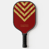 Naam toevoegen Rood en Faux Gold Chevron Pickleball Paddle (Voorkant)
