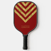 Naam toevoegen Rood en Faux Gold Chevron Pickleball Paddle (Achterkant)