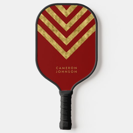 Naam toevoegen Rood en Faux Gold Chevron Pickleball Paddle (Achterkant)