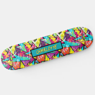 Naam toevoegen: Roze Blauw Oranje Graffiti Skateboard