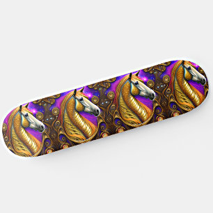 Naam toevoegen: Steampunk Golden Horse Skateboard