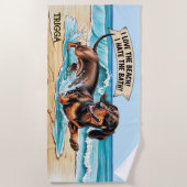 Naam toevoegen, teckel hond die in golven loopt strandlaken (Voorkant)