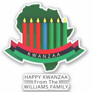 Naam toevoegen Tekst Happy Kwanzaa Africa Candle K Sticker