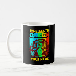 Naam toevoegen Tekst Juneteenth Black Queen Afro M Koffiemok