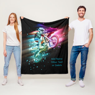 Naam toevoegen Tekst (of Verwijderen) Motocross Bi Fleece Deken
