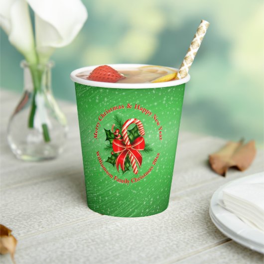 Naam toevoegen Tekst rood met 20xx kerstmis wijzig Papieren Bekers (Insitu)