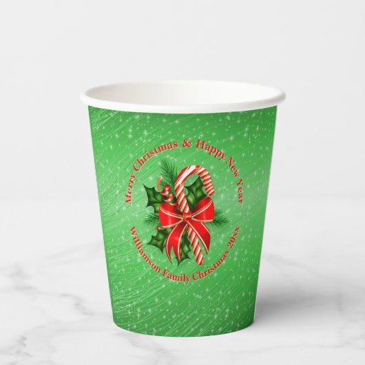 Naam toevoegen Tekst rood met 20xx kerstmis wijzig Papieren Bekers (Achterkant)