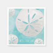 Naam toevoegen Tropical Sand Dollar Turquoise Wate Servet (Voorkant)