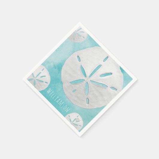 Naam toevoegen Tropical Sand Dollar Turquoise Wate Servet (Hoek)