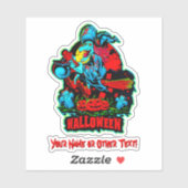 Naam toevoegen: Witch Broomstick Cauldron Pumpkins Sticker (Vel)