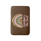 Naam toevoegen: zij heeft de roze regenbooghartsla badmat (Voorkant Verticaal)