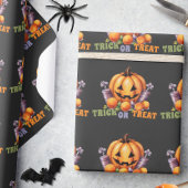Naam Trick or Treat Spooky Pumpkin Halloween Snoep Cadeaupapier