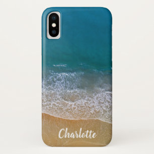 Naam Tropische strand Blue Ocean Sand Waves iPhone X Hoesje