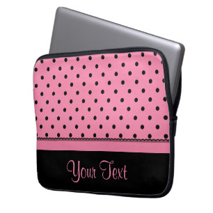 Naam Tube Sock Black Polka Dots hot roze Laptop Sleeve