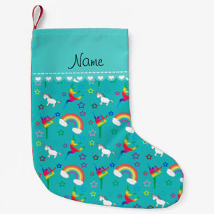 Naam turkooise gymnastics rainbows unicorns kleine kerstsok