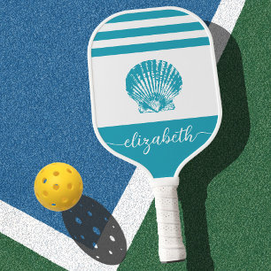 naam turquoise blue kuststrand seashell pickleball paddle