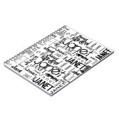 Naam Typografie Black White Word Cloud Notitieboek (Linkerzijde)