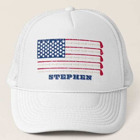 Naam US Flag Golf Club Trucker Pet (Voorkant)