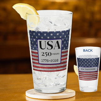 Naam USA 250 jaar 1776-2026 Rood Blauw Sterren Pin Glas