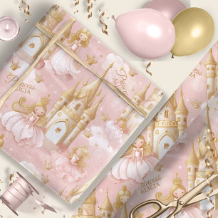 Naam Uw Prinses en Kasteel Roze ID1053 Cadeaupapier