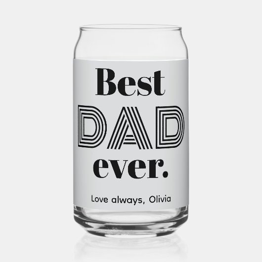 Naam, Vaderdag Beste DAD ooit 16oz Blikvorm Glas (Voorkant)