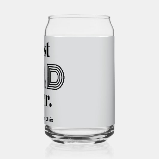 Naam, Vaderdag Beste DAD ooit 16oz Blikvorm Glas (Links)