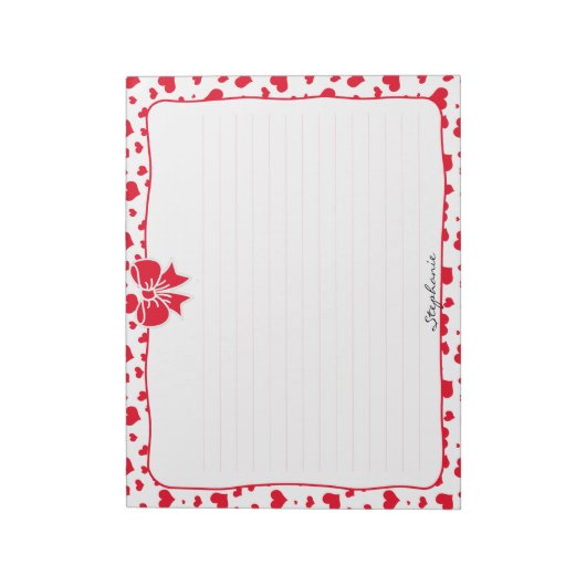 Naam: Valentijn Red Hearts Random Pattern Notitieblok (Gedraaid)