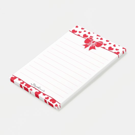 Naam: Valentijn Red Hearts Random Pattern Post-it® Notes (Schuin)