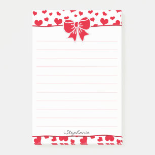 Naam: Valentijn Red Hearts Random Pattern Post-it® Notes