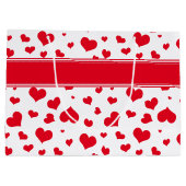 'Naam' Valentijnsdag Rood Random Hearts Patroon Groot Cadeauzakje (Achterkant)