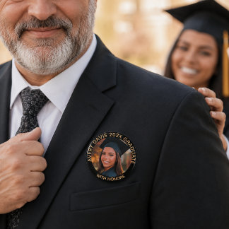Naam van afgestudeerde foto jaar met onderscheidin ronde button 5,7 cm