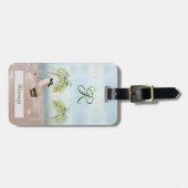 Naam van balkboomstructuurmonogram voor doorsnede bagagelabel (Voorkant horizontaal)