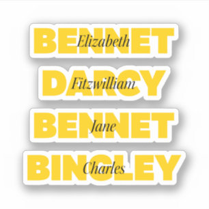 Naam van de belangrijkste karakters van Pride en P Sticker