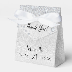 Naam van de Birthday zilveren monogram diamanten Bedankdoosjes