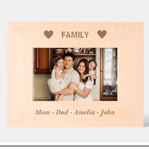 Naam van de familie gepersonaliseerde houten fotol gegraveerde lijstjes