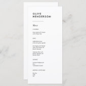 Naam van de gast op het menu Minimalistische bruil (Voorkant / Achterkant)