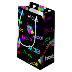 Naam van de geboortedag en ballon bouquet klein cadeauzakje