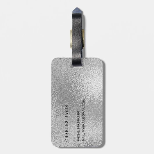 Naam van de initialen voor zilveren monogram bagagelabel (Achterkant verticaal)