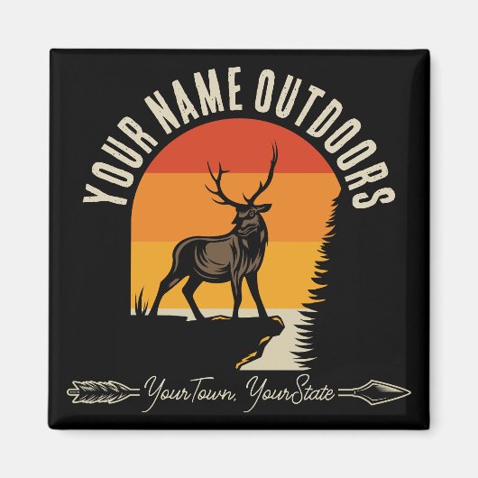 NAAM VAN DE JACHT VOEGT NAAM Buiten Deer Elk Wilde Magneet (Voorkant)