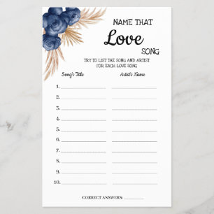 Naam van de liefdeszong Blue Flowers Shower Game C Flyer