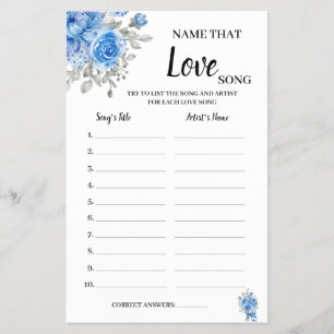 Naam van de liefdeszong Blue Flowers Shower Game C Flyer