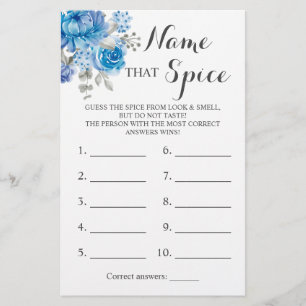 Naam van de Spice Blue Flower-gamekaart Flyer