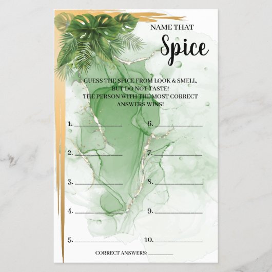 Naam van de Spice Tropical Vrijgezellenfeest Game Flyer (Voorkant)