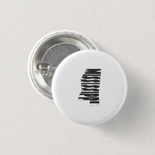 Naam van de staat Mississippi Word Art Black Ronde Button 3,2 Cm