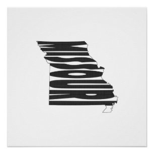 Naam van de staat Missouri Word Art Black Perfect Poster