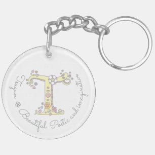 Naam van de Teagan monogram met T-naam en betekeni Sleutelhanger
