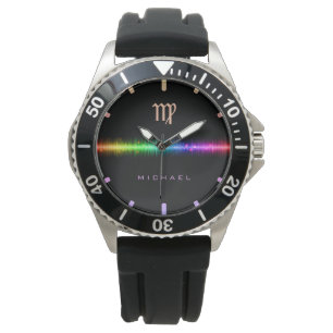 Naam van de vlag van de vlag van Virgo Zodiac Sign Horloge