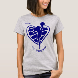 Naam van het blauwe Cheerleader Team T-shirt