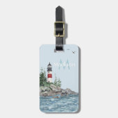 Naam van het charmante koninievuurtoren bagagelabel (Voorkant verticaal)