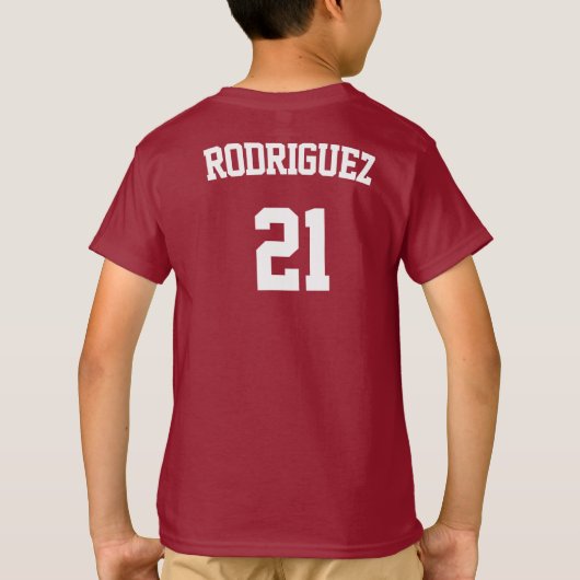 Naam van het honkbalteam, speler & Jersey Number S T-shirt (Achterkant)